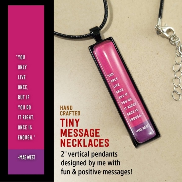 Hand Crafted Jewelry - YOU ONLY LIVE ONCE Vertical Pendant Necklace